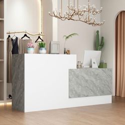  Desk Office Desk with Storage Shelves & Marble Texture