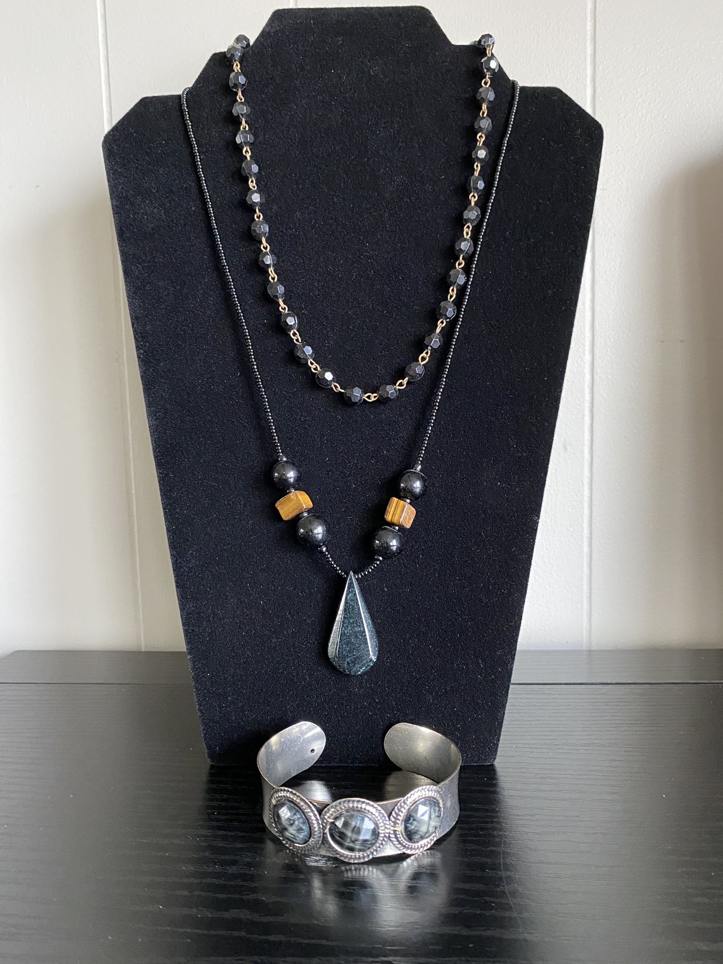2 Black Necklaces And One Bracelet