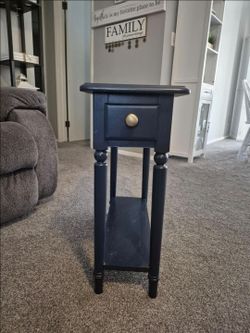 Navy Blue Wood Accent Side Table with Drawer $45 OBO