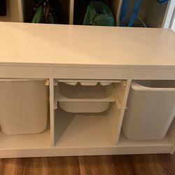 kids storage cabinet with tubs