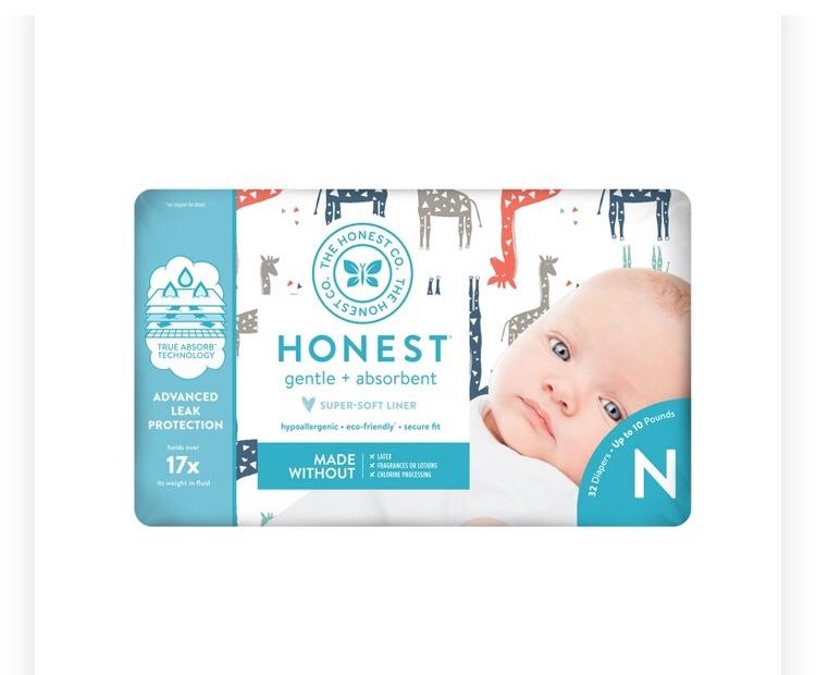 6 honest 40 pack newborn diapers (pet/smoke free house)