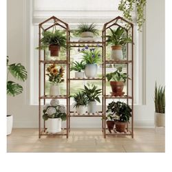 9 Tiers Plant Stand Indoor Outdoor Castle-shaped Plant Stand for Multiple Plants 