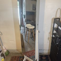 Floor Mirror With Jewelry Storage 