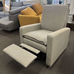 New Assembled Upholstered Swivel and Reclining Chair for Baby Room, Gray