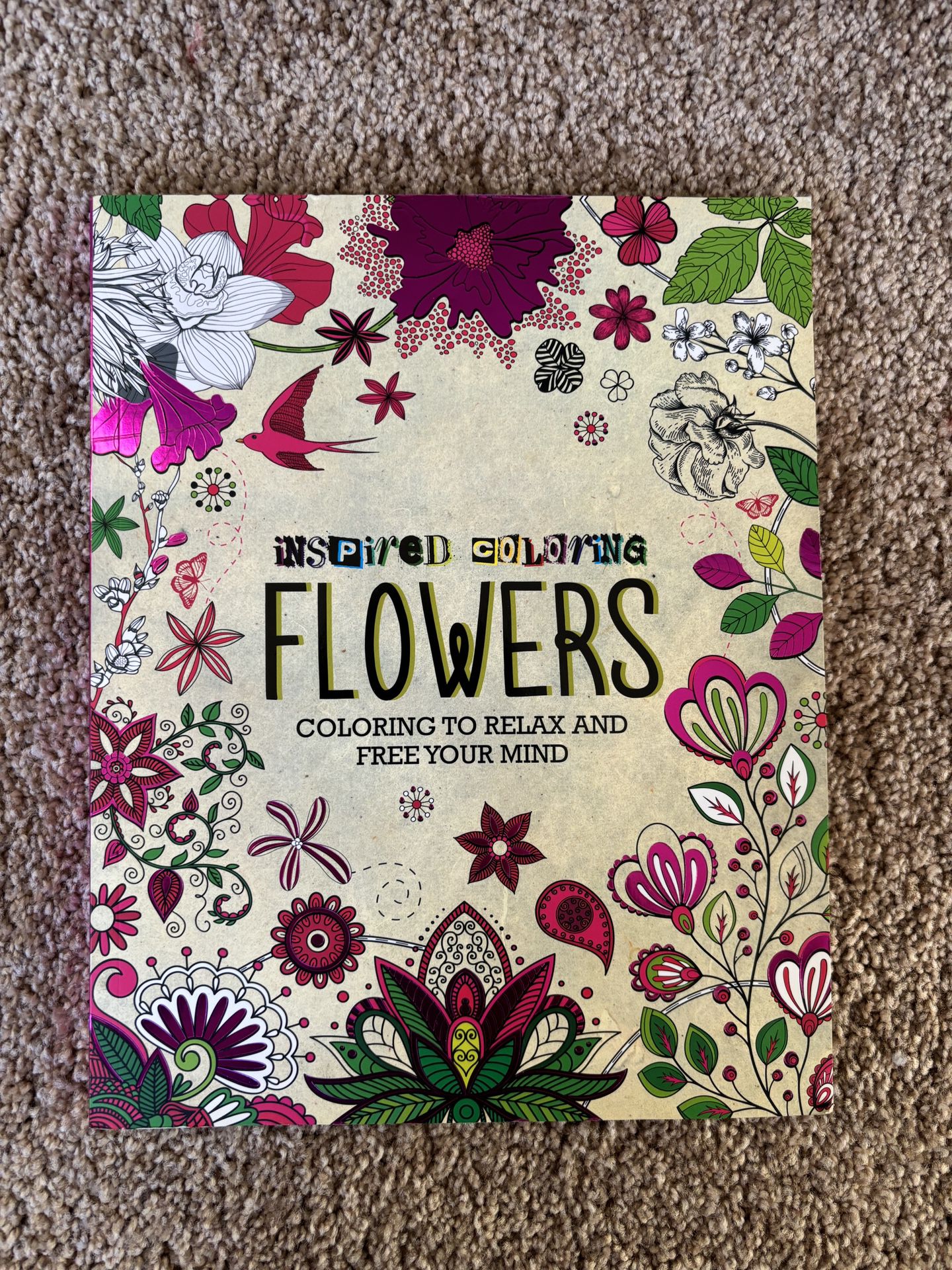 Brand New Adult Coloring Book Inspired Coloring Flowers.  Paragon Books. 128 pages. 