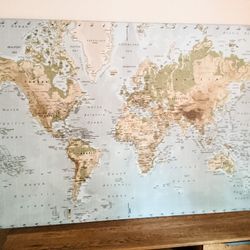 55x78 World Map CANVAS  