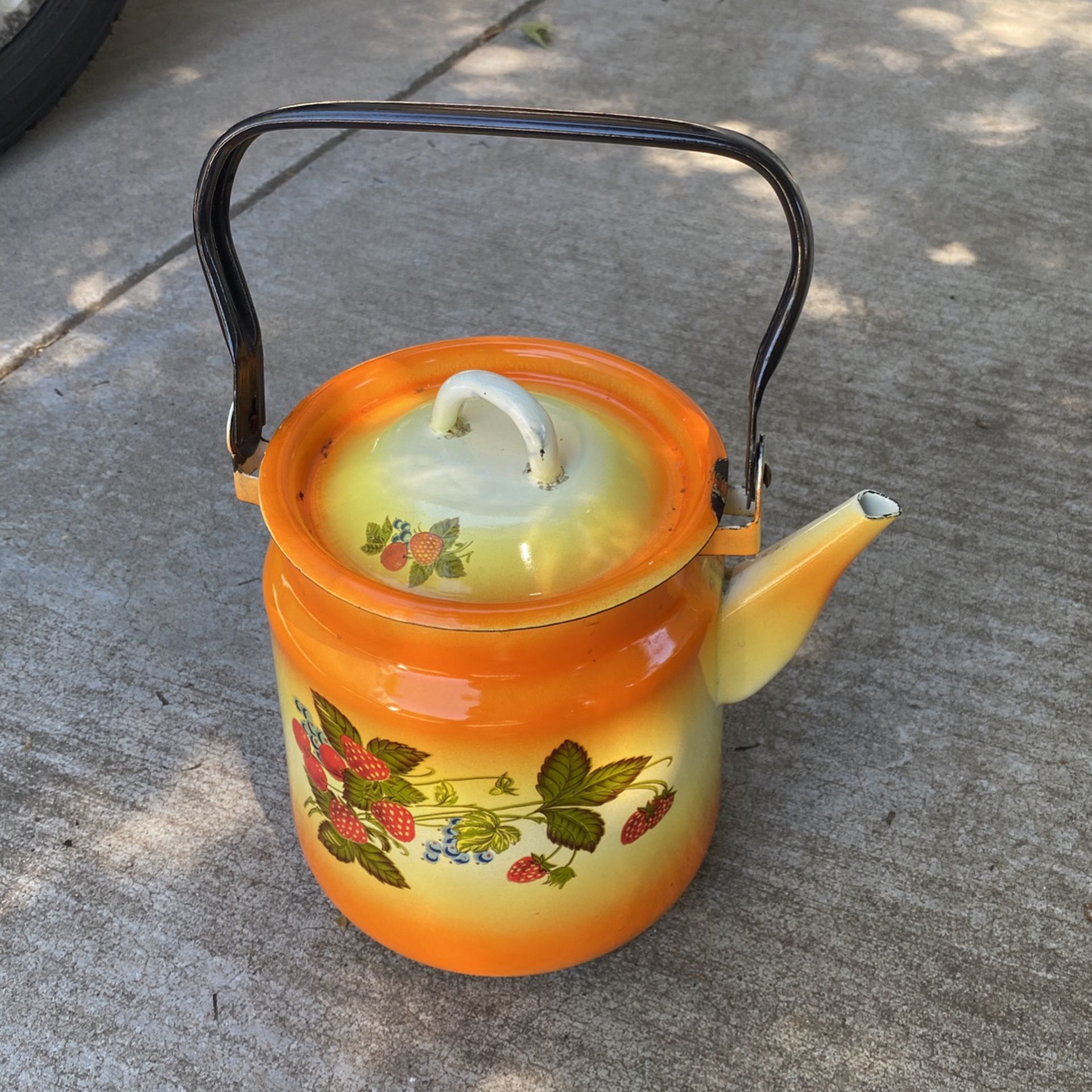 Antique Strawberry Themed Tea Kettle