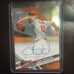 2017 Topps Chrome Rookie Luke Weaver Auto RC Orange Refractor #10/25