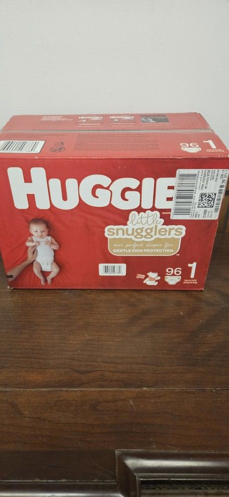 New And Unused Huggies Little Snugglers Baby Diapers, Size 1, 96 Ct