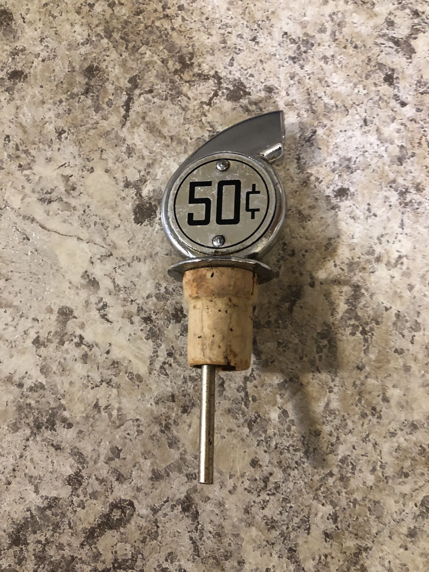 Antique Steel/Cork .50-cent Liquor Bottle Pour Spout