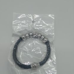 Leather Magnetic Black Bracelet 