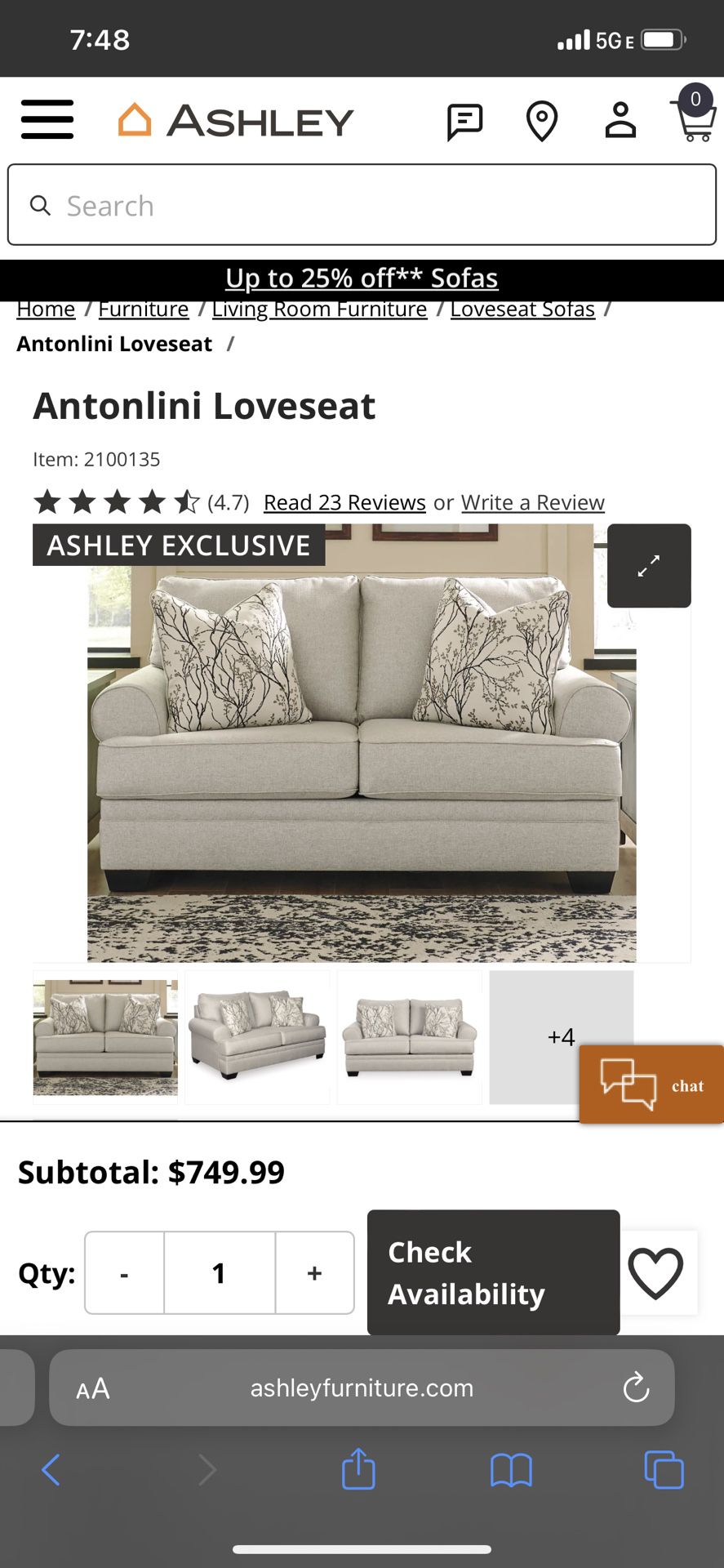 Ashley Furniture Loveseat and Chair