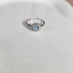 Sterling Silver Blue Topaz Adjustable Ring