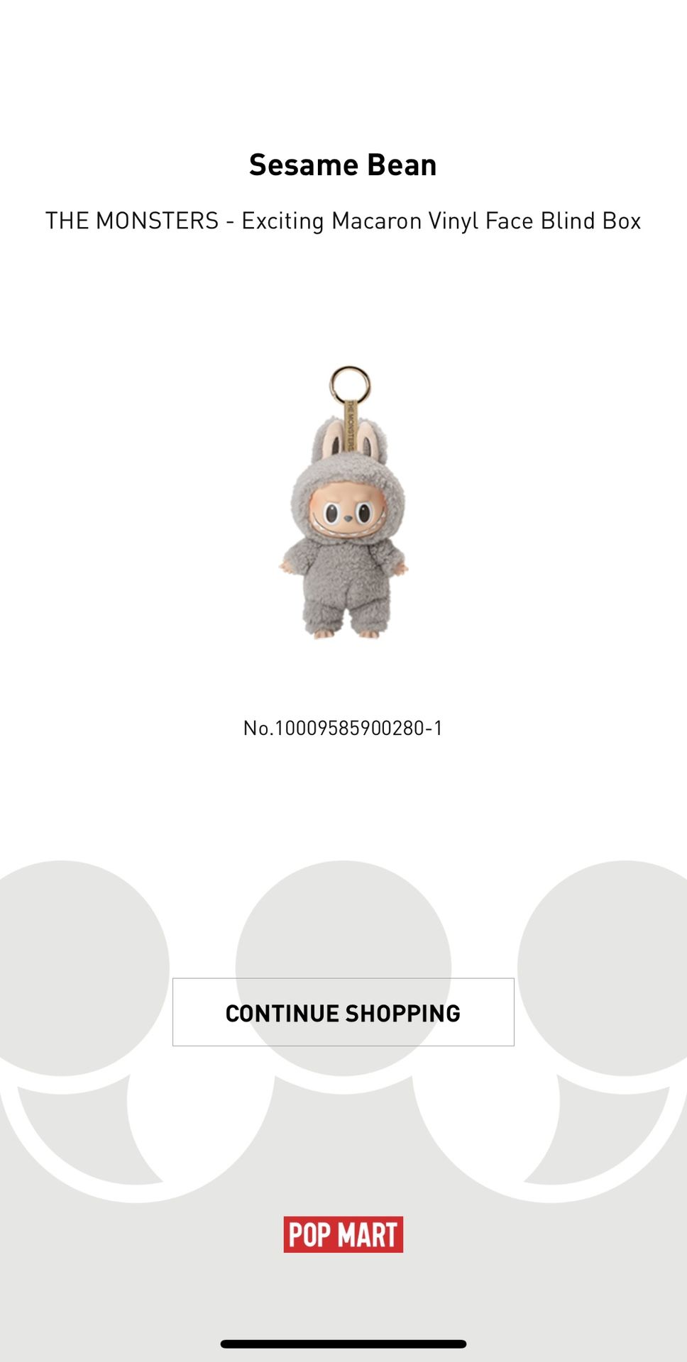 Labubu The Monster Sesame bean Pop Mart Gray Grey