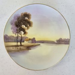 Vintage TE-OH Nippon China Hand Painted plate of house on a lake