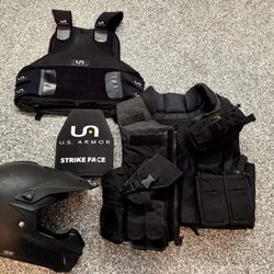 Tactical Plate Carrier Setup – (2) Hard Armor Plates, Extra Carrier & Helmet