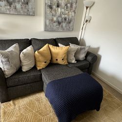 Art Van Charcoal Gray Sofa w/FULLY INTERCHANGEABLE CHAISE
