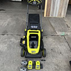 RYOBI ONE+ HP 18V Brushless 20 in. Cordless Battery Walk Behind Self-Propelled Lawn Mower w/ (2) 6.0 Ah Batteries and Chargers