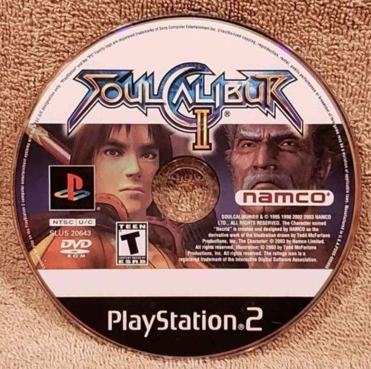 SOUL CALIBUR II (2003 PS2) DISK ONLY FIGHT SWORD ENCHANTED FIGHTING SONY PLAYSTATION 2 VIDEO GAME DI