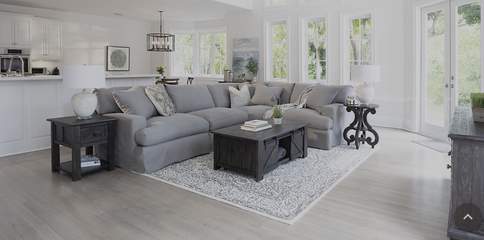 Delilah Gray Fabric Small Two-Arm Sectional couch slipcover sofa fabric living city furniture