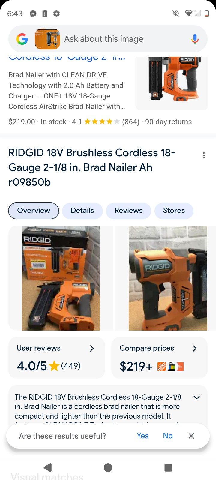 Ridgid Bras Nailer 