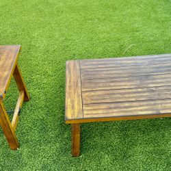Wood Coffee Table & Side Table Set – Indoor / Covered Outdoor