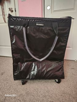 Hulken Style Large,Black) Reusable Grocery Bag on Wheels, Foldable Rolling Tote, Carries Up to 76 lbs Shopping Trolley, Zipper Clouser Shopping Carts