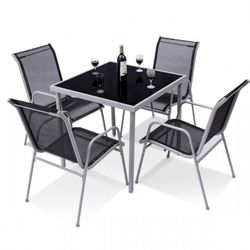 5 Pieces Bistro Set Garden Chairs and Table Set Hw56649#9