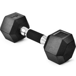 Yes4All Rubber Grip Encased Hex Dumbbells – Hand Weights With Anti-Slip 15 LBS Single