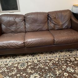 Brown Leather Couch 