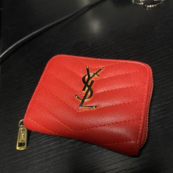 Saint Laurent Red Leather Wallet 