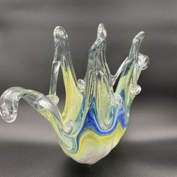 VTG Murano Itallian Glass Handblown Freeform Bowl; Large