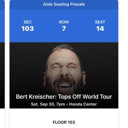 Bert Krischer FLOOR TICKETS Sec 103