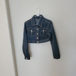 Rico Crop Jean Denim Blue Jacket. Size Small. 