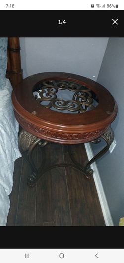 Beautiful Metal & Wood Table Base- No Glass included