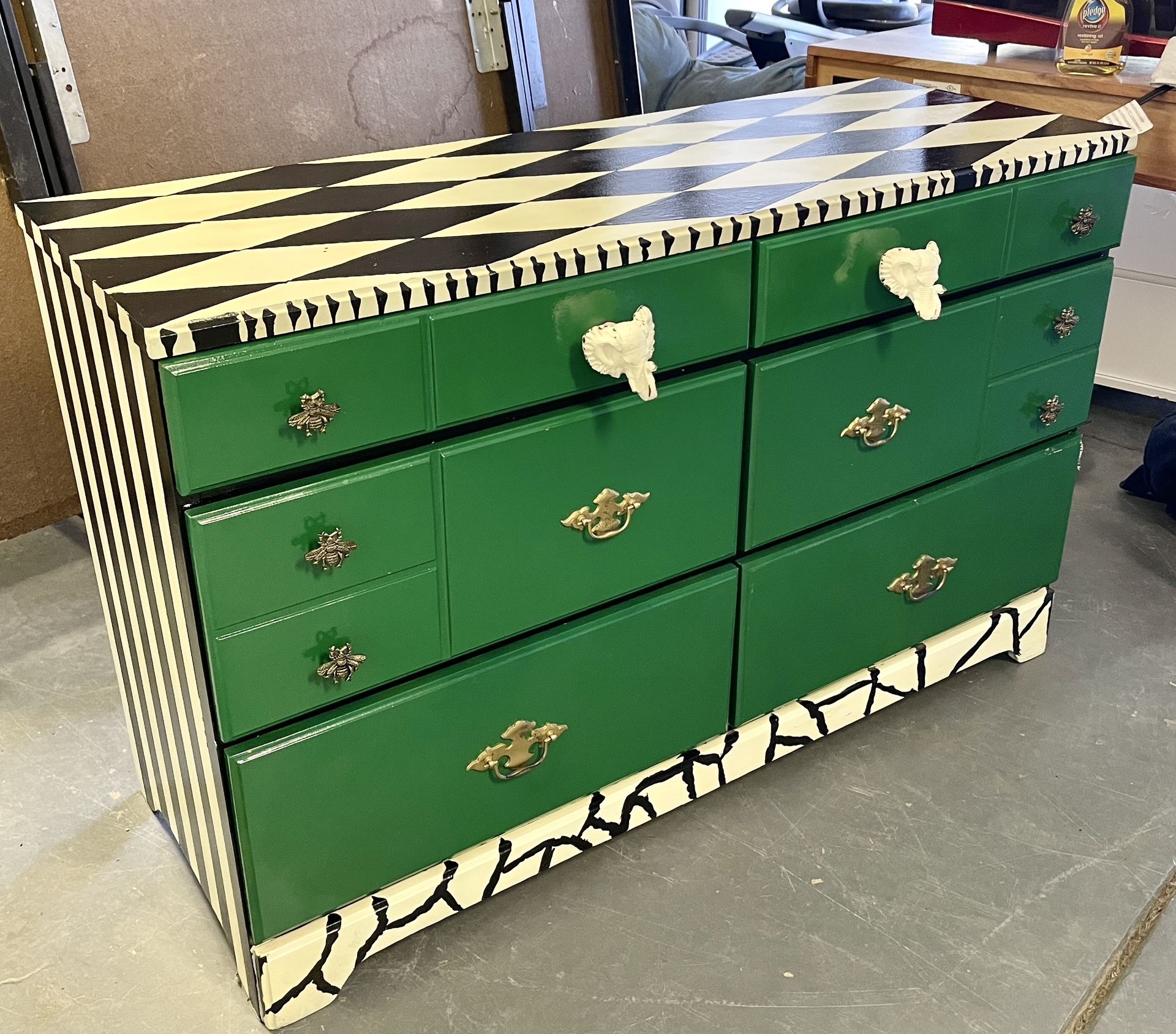 Eccentric Emerald Green Dresser 17 x 48 inches