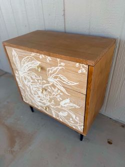 Three drawer wood nightstand