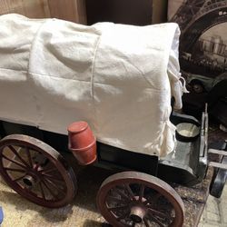 Vintage Handmade Wooden Covered Wagon 