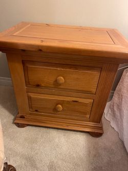 Pine wood Night Stand with 2 drawers