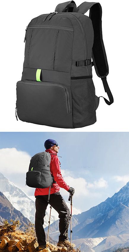 (NEW) $15 Ultra-Light (Weight 11oz) Hiking Backpack Waterproof Travel Rucksack, Double Zip Foldable (30L)