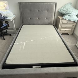 gray / silver bed head board 
