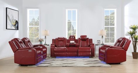Power Recliner Sofa or Loveseat w/Adjustable headrest, LED lights & Bluetooth speakers