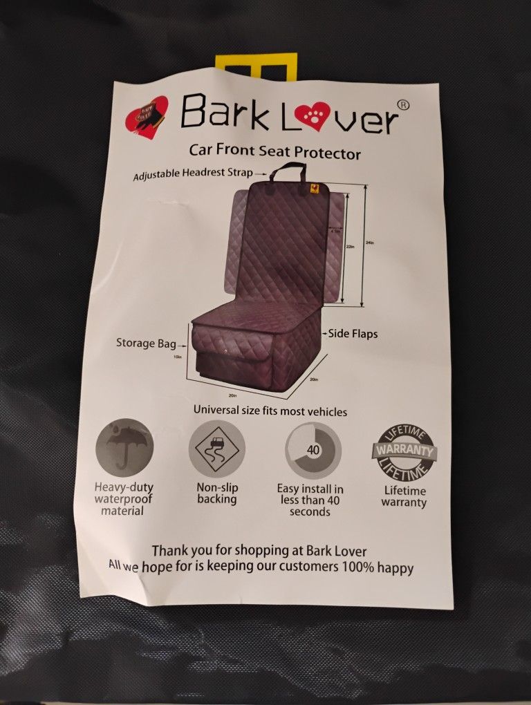Bark Lover Car Front SEAT Protector