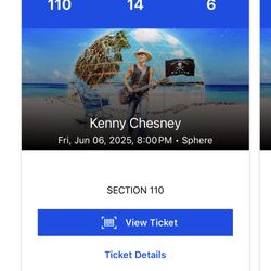 Kenny Chesney Sphere (2) Tickets June 6th