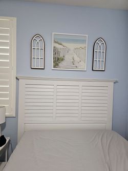 Queen white headboard and frame