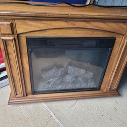 Twin Star Working Electric Fireplace Oak Cabinet 