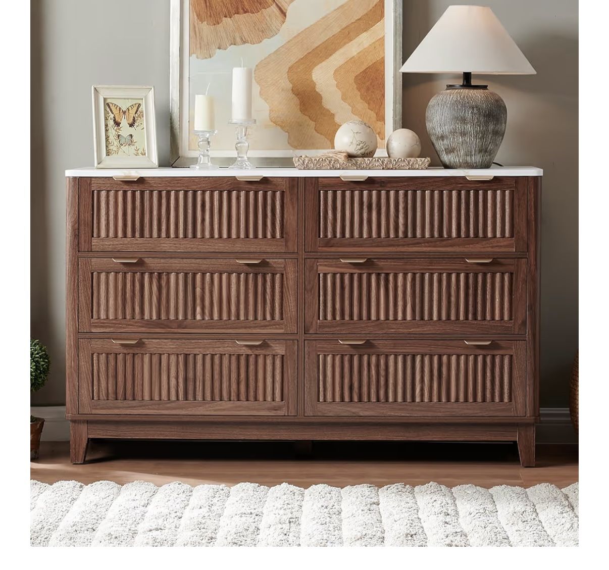 Walnut Dresser - 6 Drawers