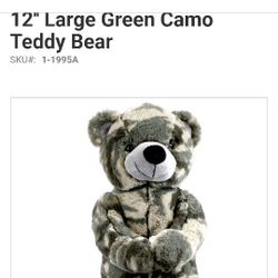 NEW 12'' Large Green Camo Teddy Bear Forces of America