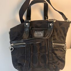Coach Poppy Black Signature C Sateen Shoulder Crossbody