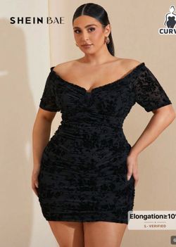 Dress Plus Size OXL Black and burgundy